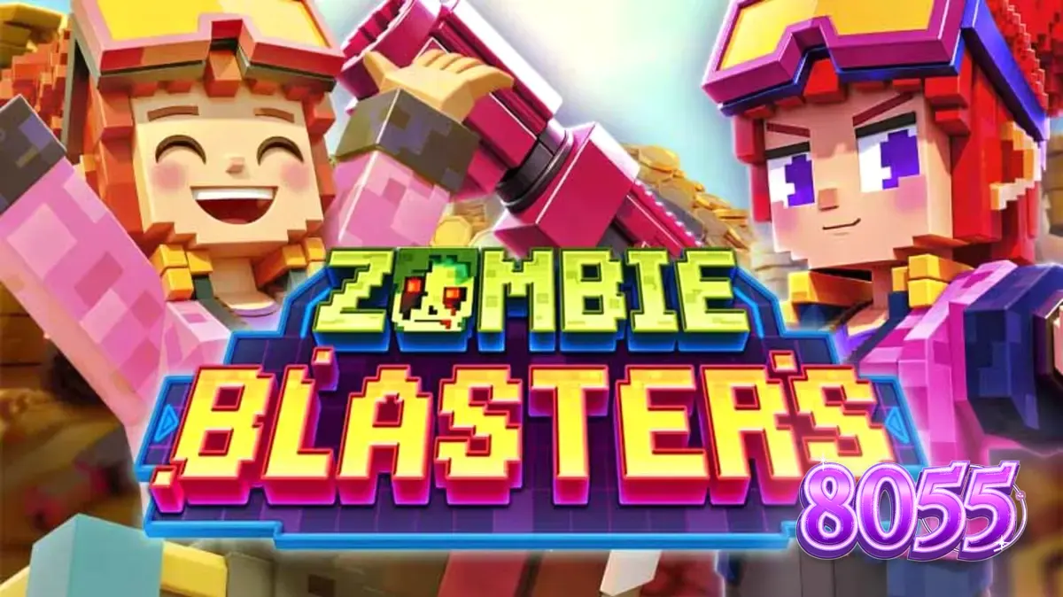 Tampilan layar permainan slot Zombie Blasters dengan nuansa arcade retro.